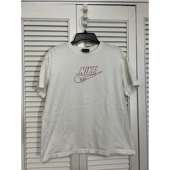 Nike White Multi-Color Center Swoosh Boxy Tee Shirt Sz: medium - Picture 1 of 4